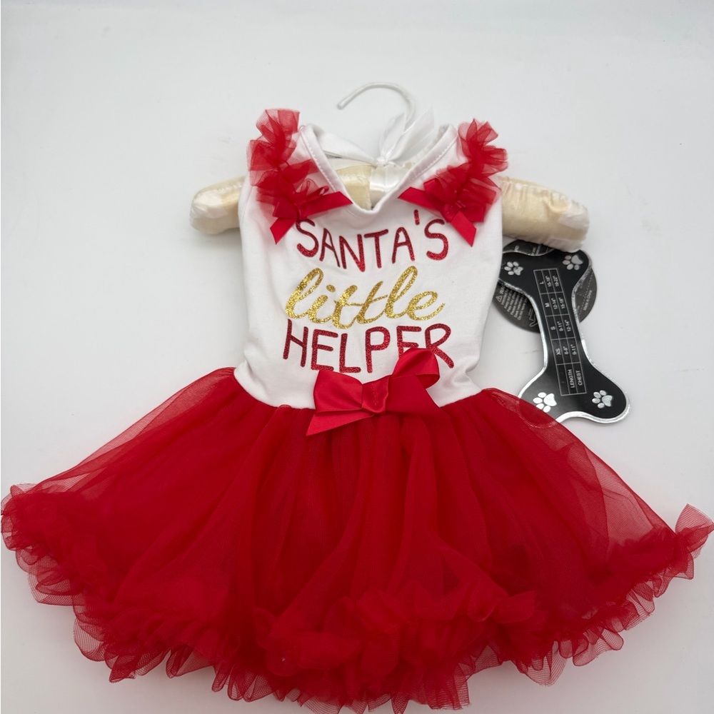 Santa's Little Helper Red and White Dog Outfit